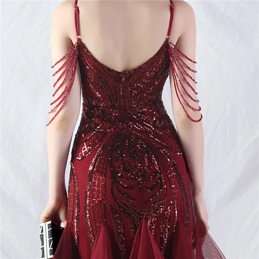 Handgefertigte Perlen, festes Netz, Positionierungsblumenperlen, Spleißnetz, heißes Tanz-Feier-Performance-Kleid view 27