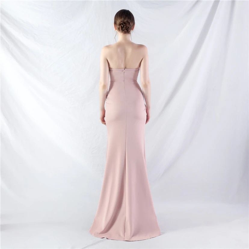 Vestido de noche de alta gama con cintura de espiga, elaborado con cuentas y forma elaborada. view 42
