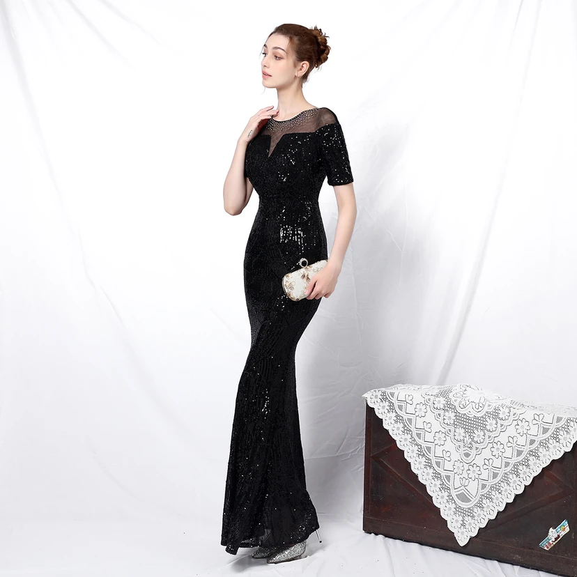 Elegantes, langärmeliges Paillettenkleid im Meerjungfrauenstil mit Meerjungfrauenschnitt – ein echter Hingucker! view 33
