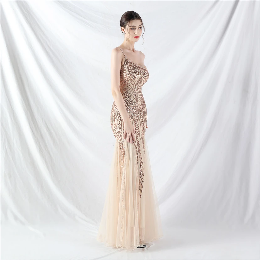 Crafted Beaded Positioning Flower Beads Splicing Mesh Gauze High-End Evening Dress view 34