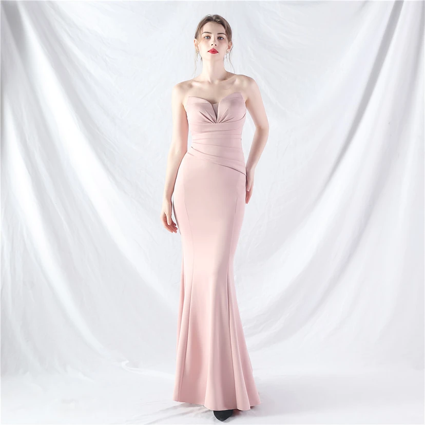 Craft Dress Sexy Off-Shoulder Wrapped Chest Satin Evening Dress view 41