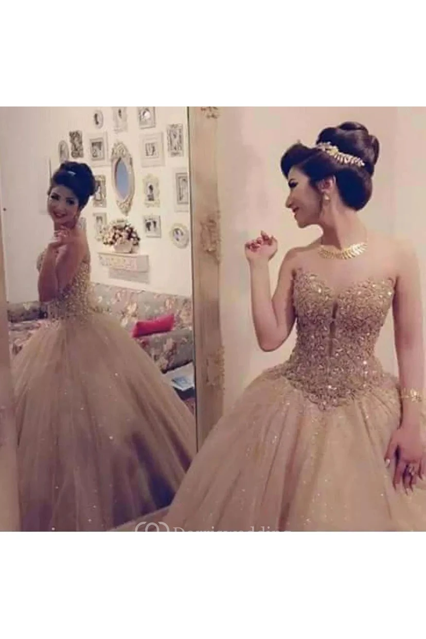 Ballkleid mit Herzausschnitt, bodenlang, ärmellos, aus Tüll und Pailletten, mit Reißverschluss hinten