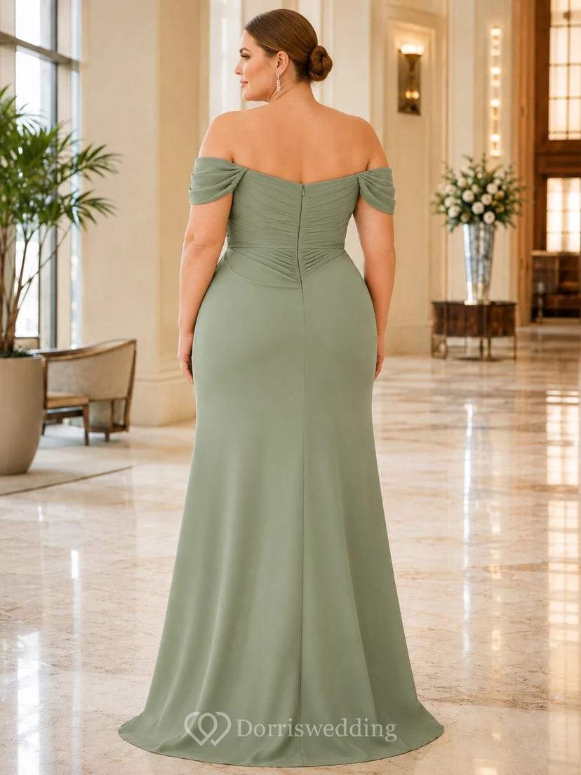 Vestido de noche largo hasta el suelo, de manga corta y escote Bardot, de la marca Sage, talla grande. view 2