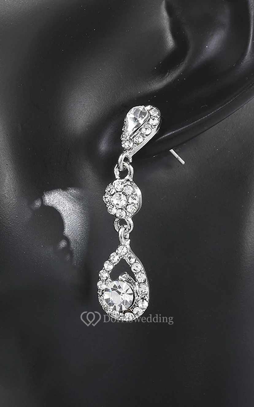 Elegant Water Drop Design Rhinestone Necklace and Earrings Jewelry Set view 2