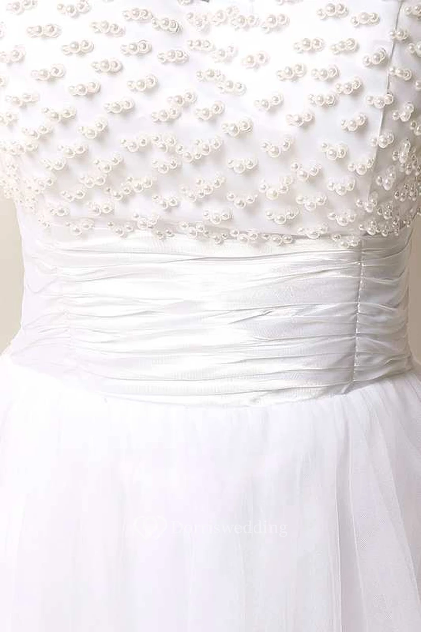 Strapless Scoop Neck Ruched Short Lace Dress view 5