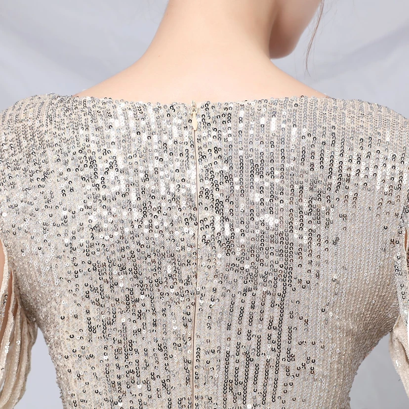 Elegantes, langärmeliges Paillettenkleid im Meerjungfrauenstil mit Meerjungfrauenschnitt – perfekt für festliche Anlässe. view 29