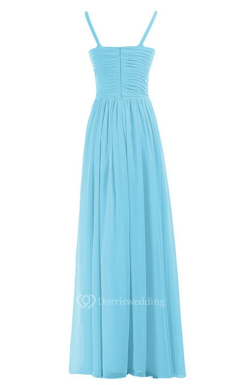 Sleeveless V-neck Chiffon Dress With Crisscross Ruching view 20