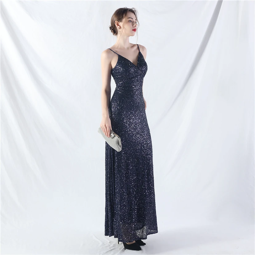 Robe longue trapèze évasée à paillettes, modèle phare du quotidien view 4