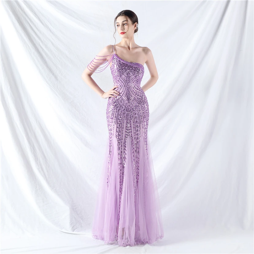 Robe de soirée haut de gamme ornée de perles de positionnement, de fleurs et de broderies en tulle. view 73