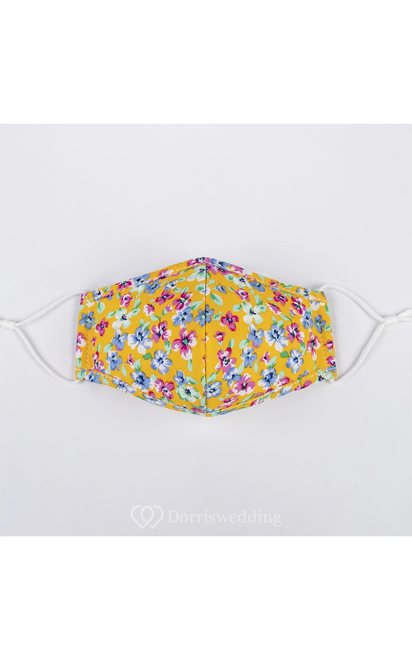 Non-medicial Cute Floral Patterned Cotton Washable Face Mask In 4 Colors view 4