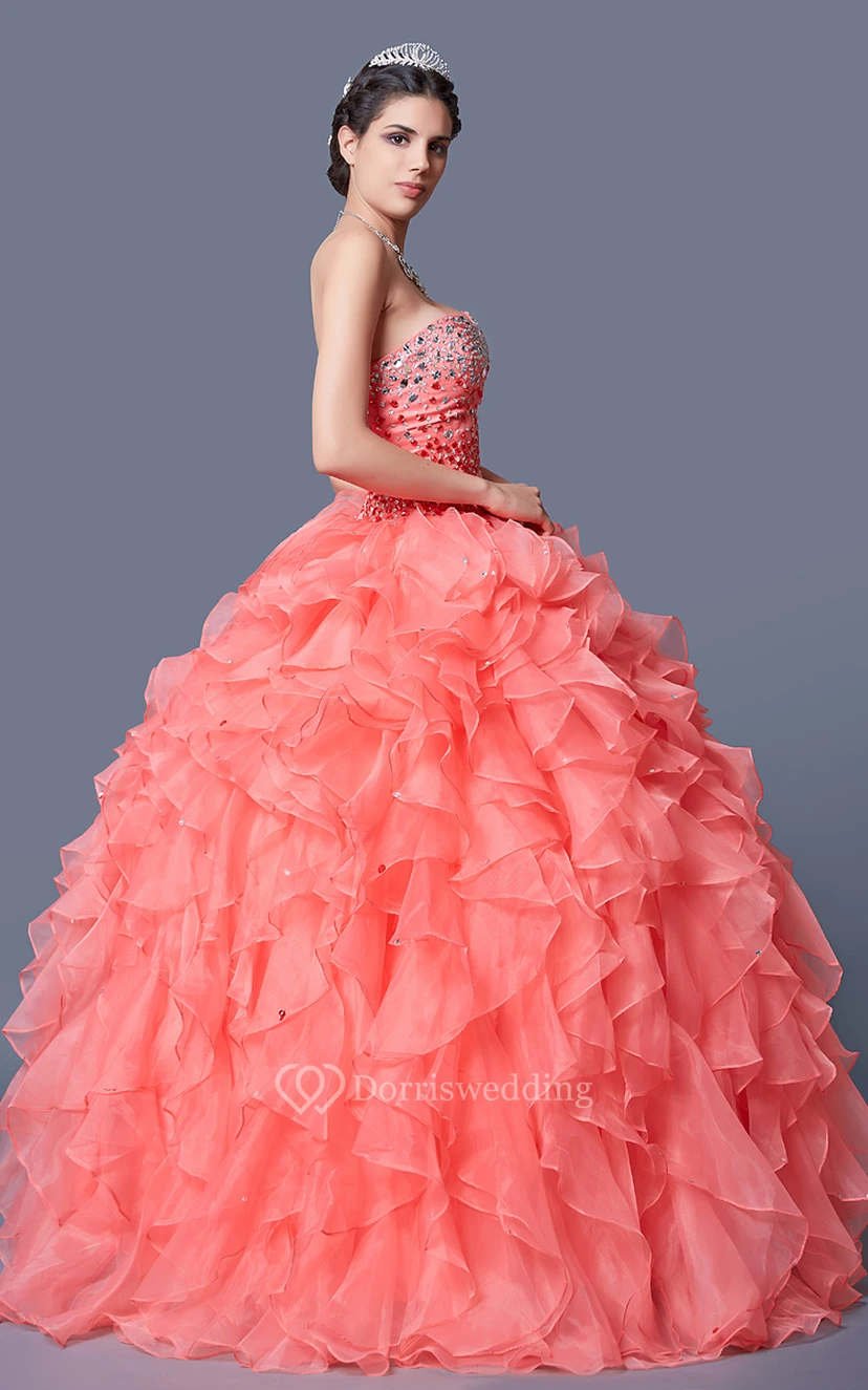 Ombre Ruffled Organza Quinceanera Dress view 4