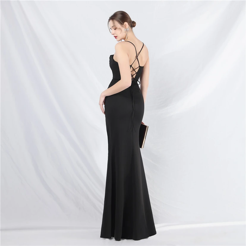 Vestido de noche de alta gama con tirantes y chaleco tipo espina de pescado Palace view 24