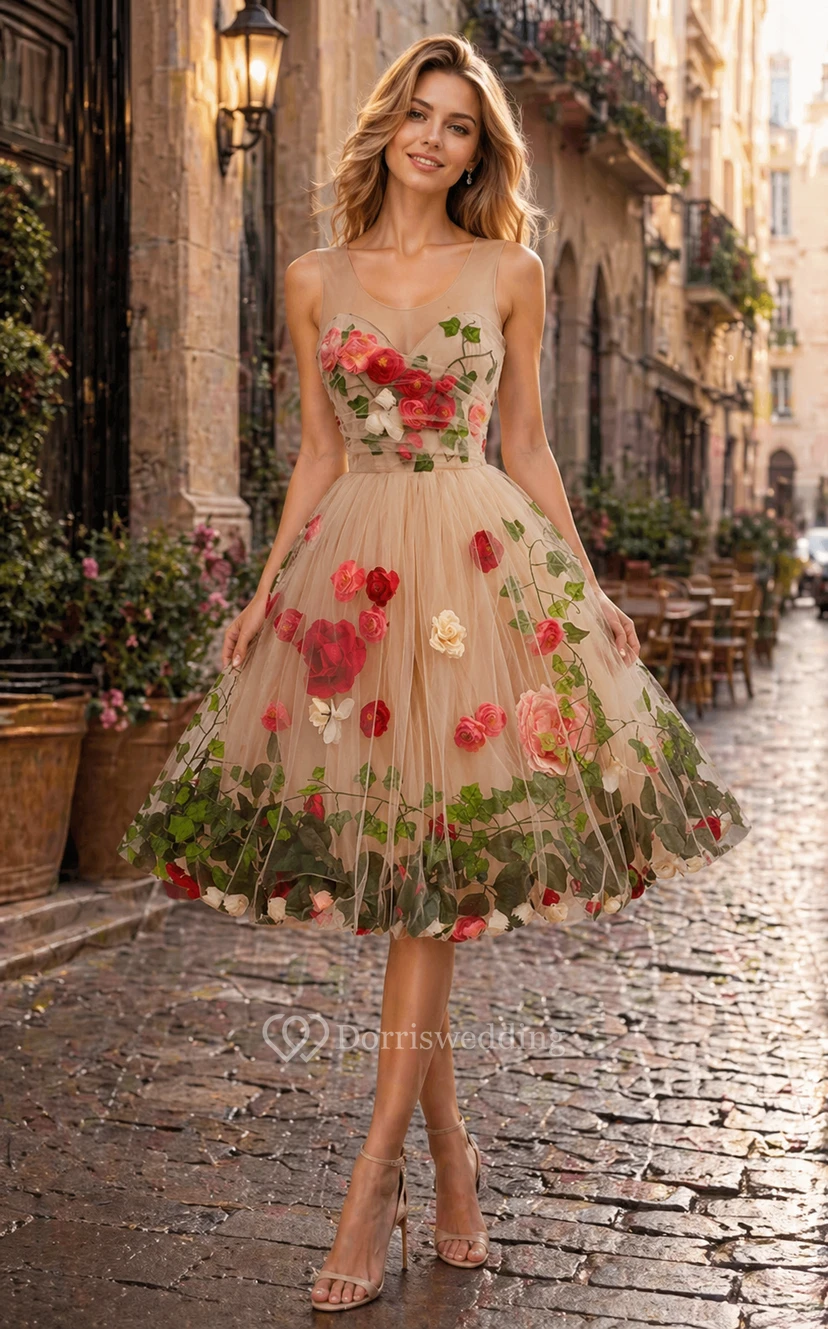 Hochzeitskleid aus Tüll im Teeparty-Stil | Vintage-Abendkleid in großen Größen | Kurzes Cocktailkleid im Stil der 1950er Jahre view 2