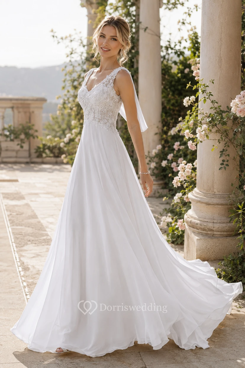 Ärmelloses, drapiertes, rückenfreies Chiffonkleid view 5
