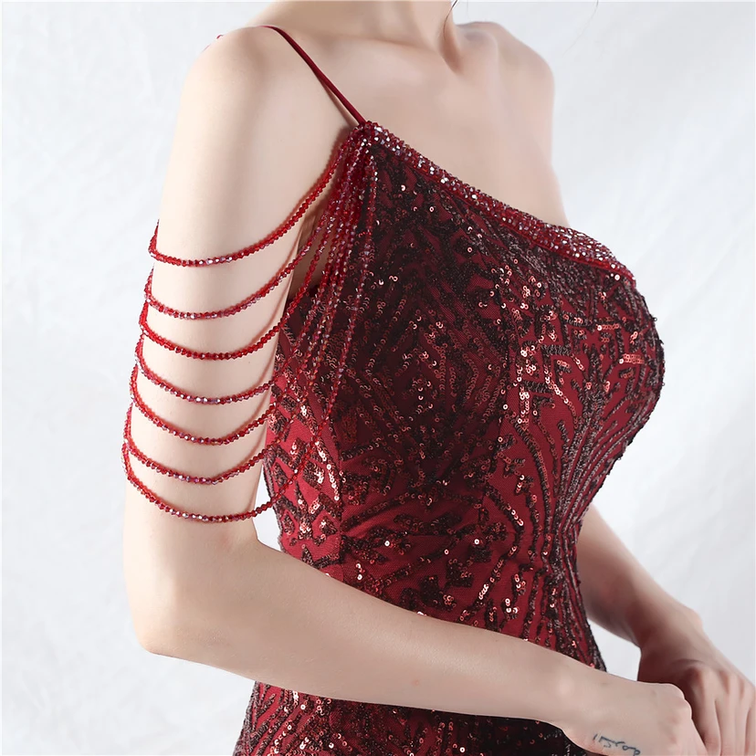 Robe de soirée haut de gamme ornée de perles de positionnement, de fleurs et de broderies en tulle. view 41