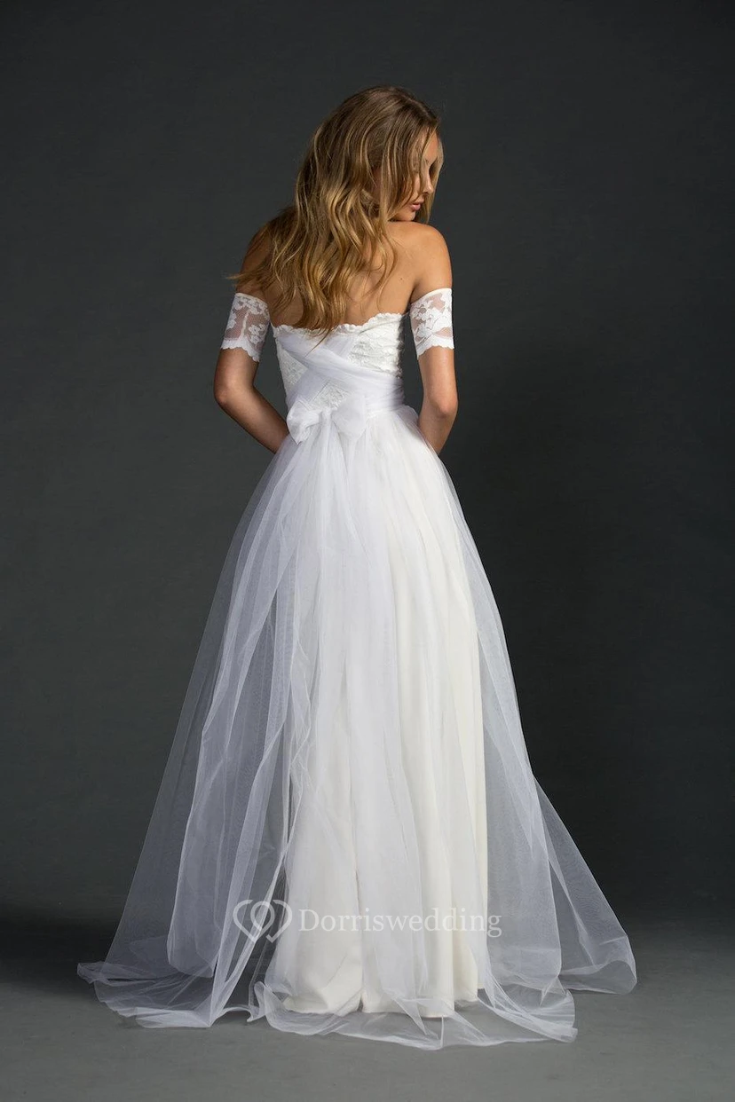 Off-The-Shoulder A-Line Tulle Dress With Lace Bodice view 4