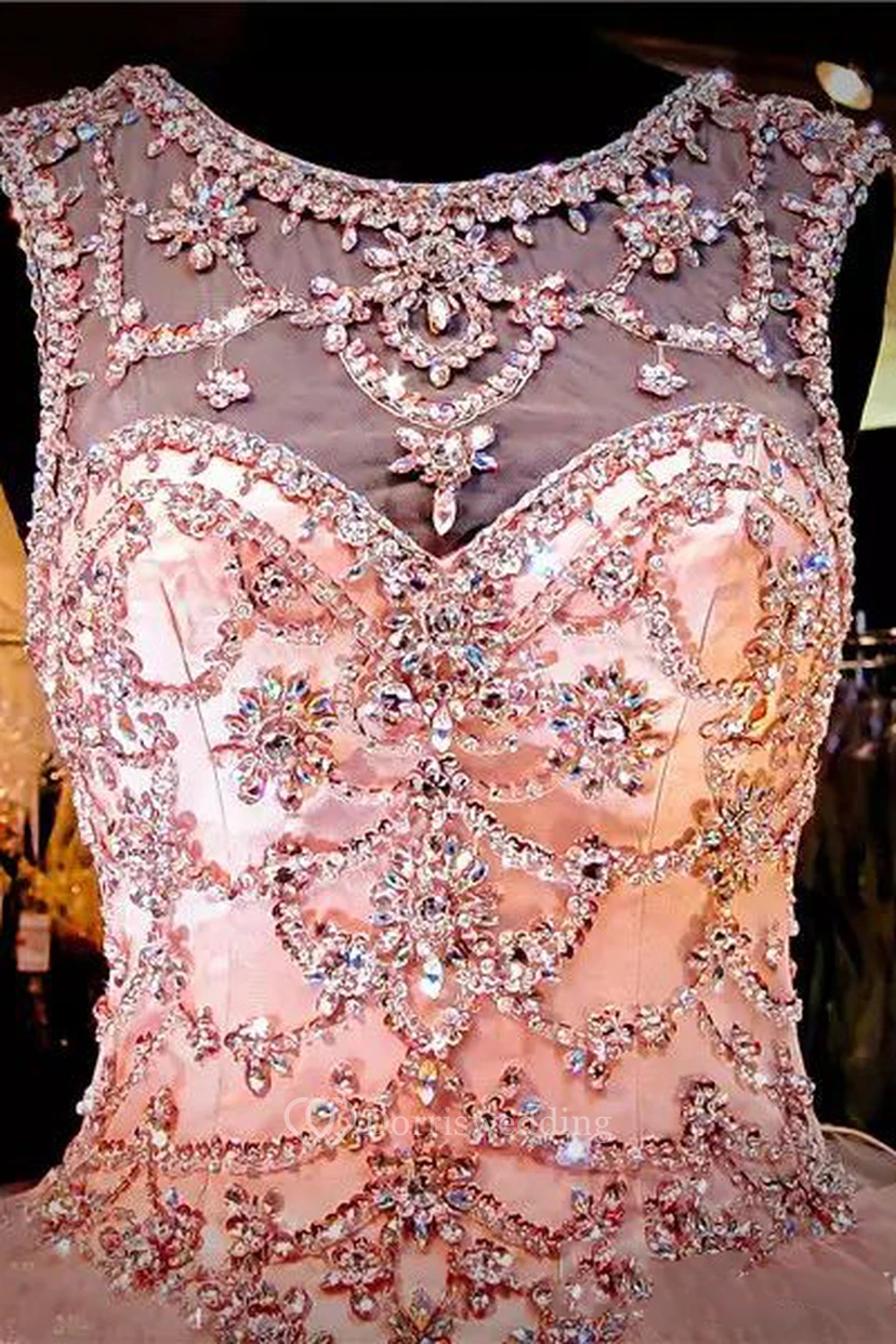 Ballkleid „Jewel Ball Gown“, bodenlang, ärmellos, aus Tüll mit Schnürung und Schlüssellochausschnitt am Rücken. view 4