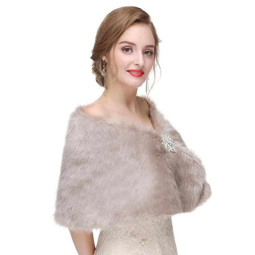 Bridal Winter Warm Wool Cape High-End Fur Wedding Dress Fox Fur Waistcoat view 3