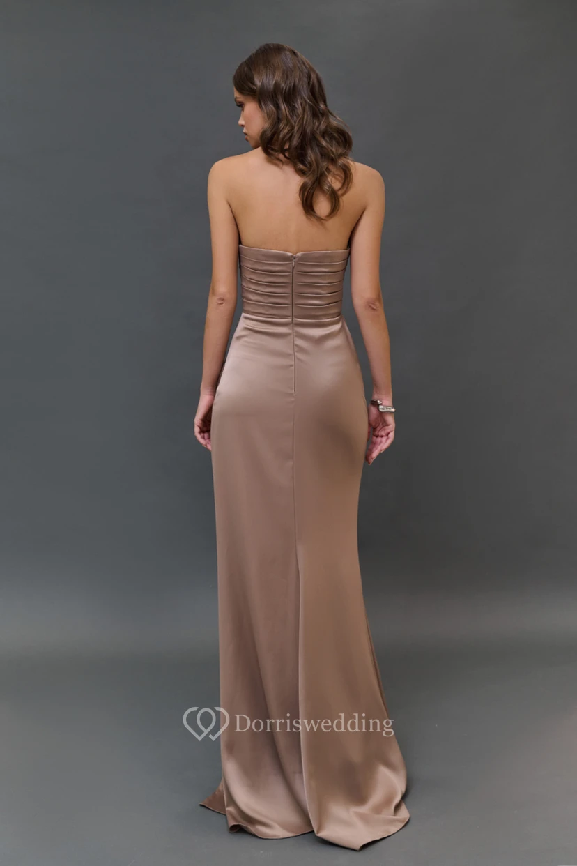 Strapless Ruched Split Side Dropped Dress view 3