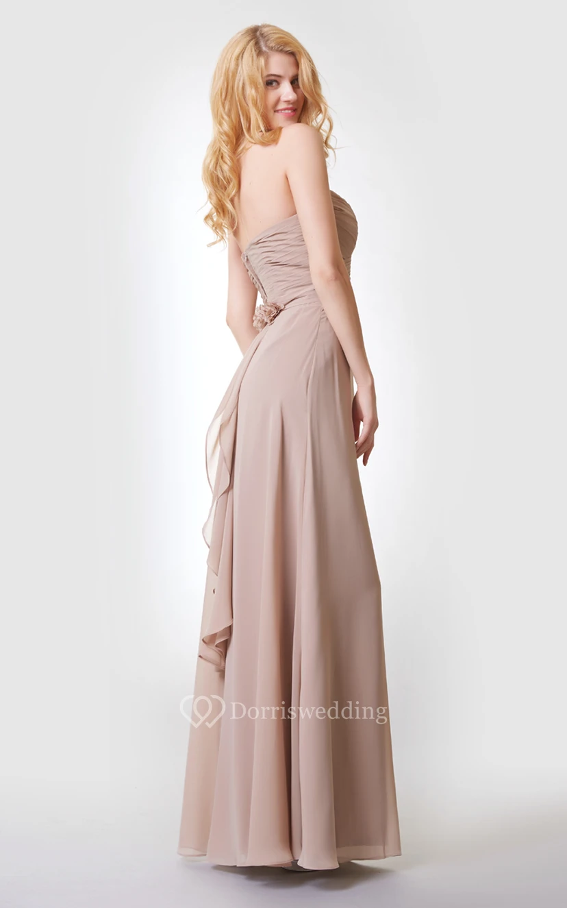 Sleeveless A-line Long Chiffon Dress With Bandage and Draping view 4