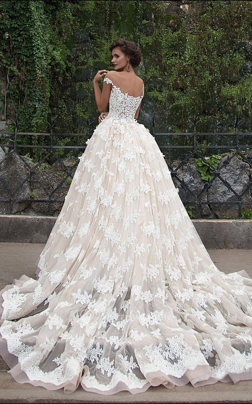 Vestido de gala Mini Jewel Bell Ilusión de cuentas Aplicaciones Flor Ilusión Capilla Flor Cola Botón Ilusión Tul Encaje view 4