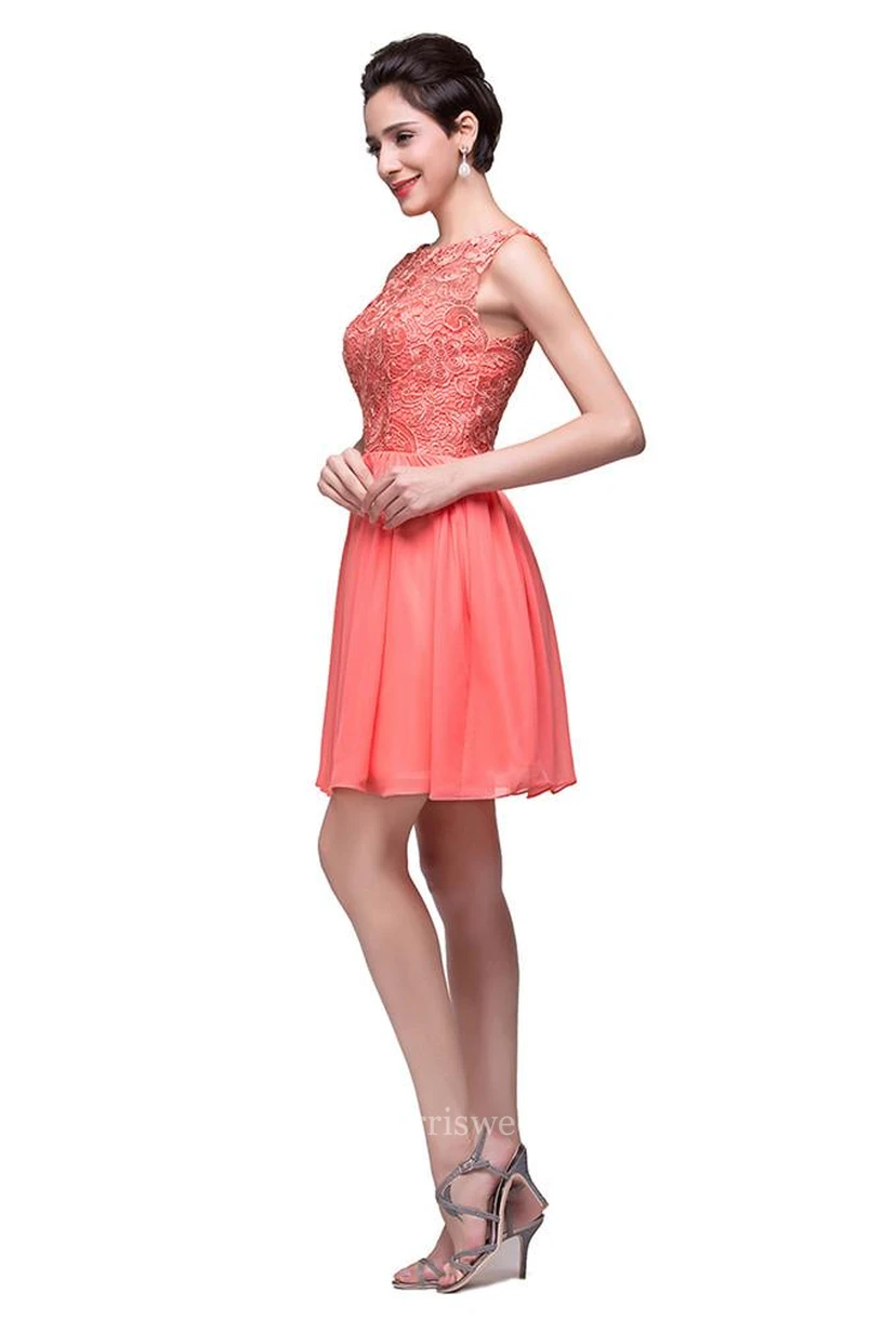 Lovely Lace Sleeveless Hoemcoming Dress Short Chiffon view 4