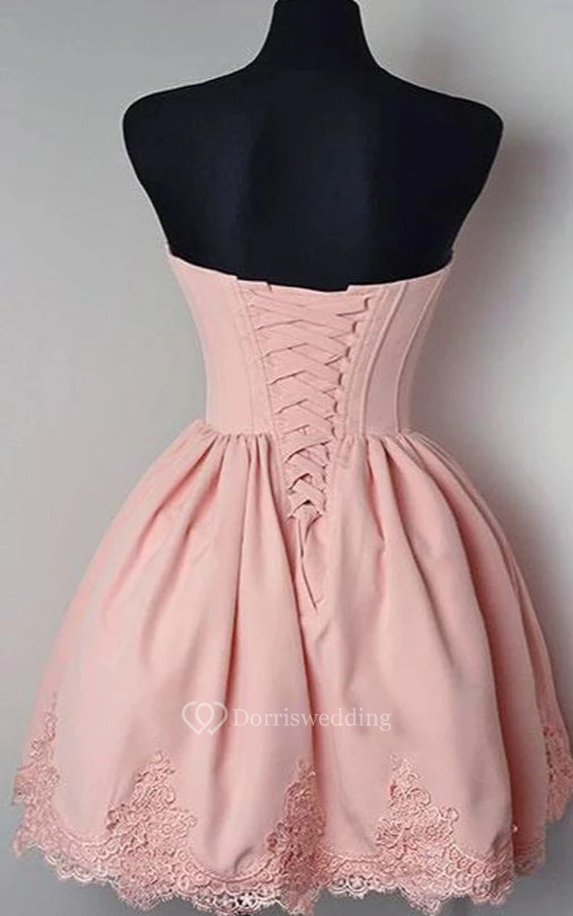 Taffeta Short A Line Sleeveless Romantic Adorable Homecoming Dress view 2
