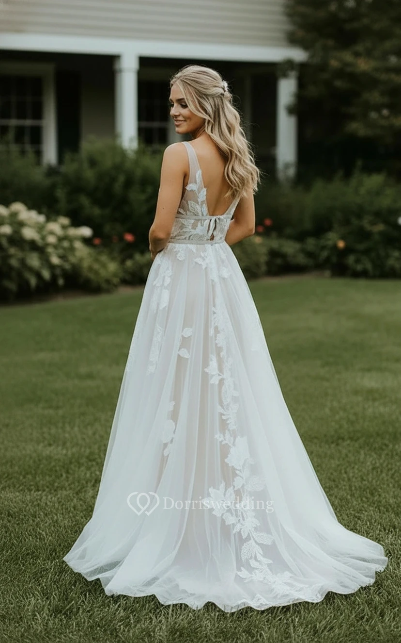 Ethereal White Boho Illusion Gown view 2