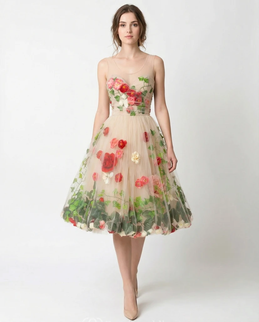 Short Tulle Wedding & Cocktail Dress Plus Size view 3