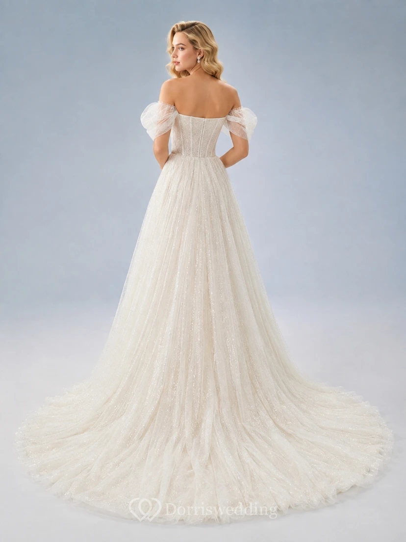 A-line Tulle a Elegant Bridal Formal Wedding Dress view 2