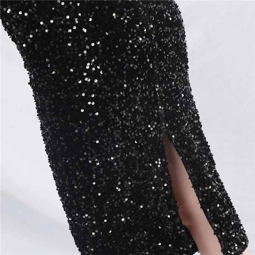 Craft Sequined Velvet Bottom Imitation Handmade Fantasy Sequin Evening Dress Daily Mini Dress view 78