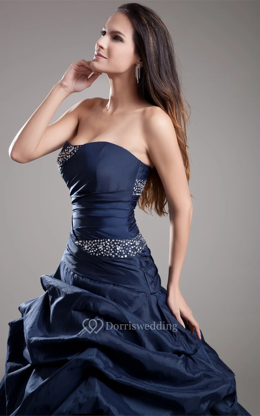 Sweetheart Pick-Up Satin Ball-Gown With Rhinestone view 5