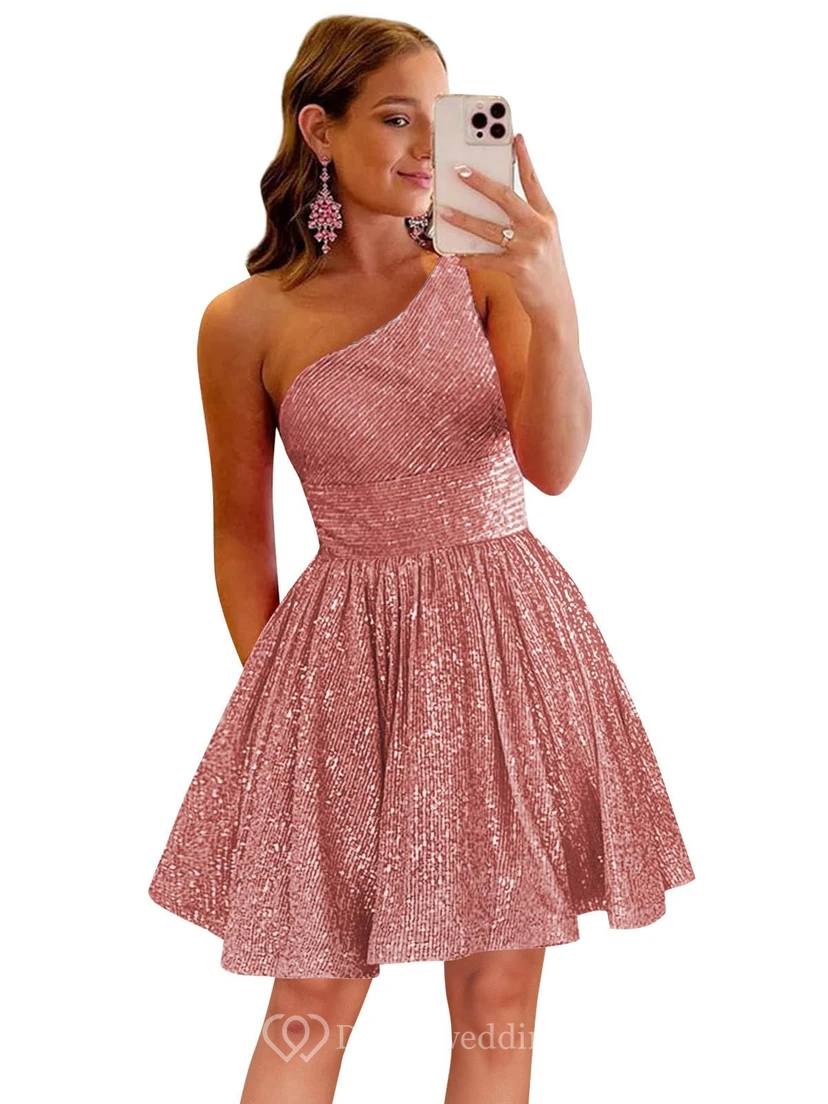 Burgunderfarbenes, einseitig schulterfreies Pailletten-Cocktailkleid view 14