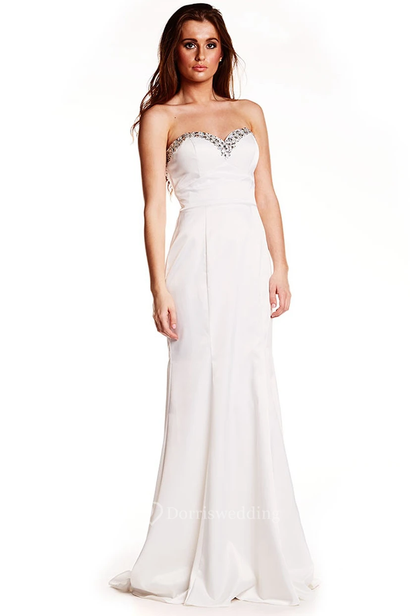 Sweetheart Sleeveless Beaded Chiffon Prom Dress With Brush Train