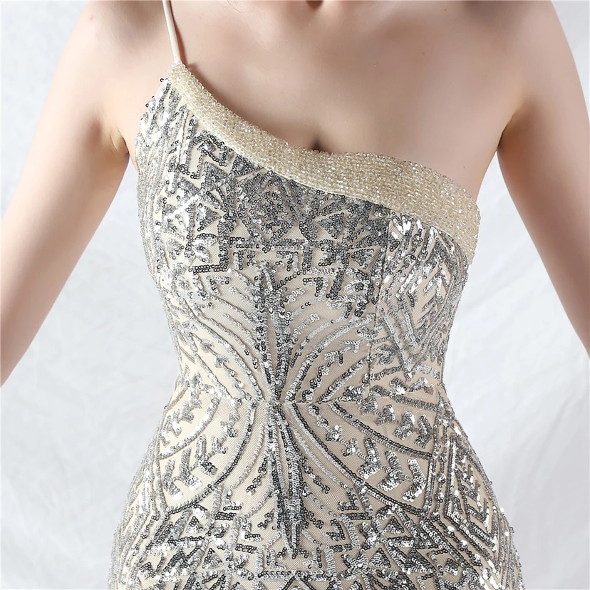 Crafted Beaded Positioning Flower Beads Splicing Mesh Gauze High-End Evening Dress view 94