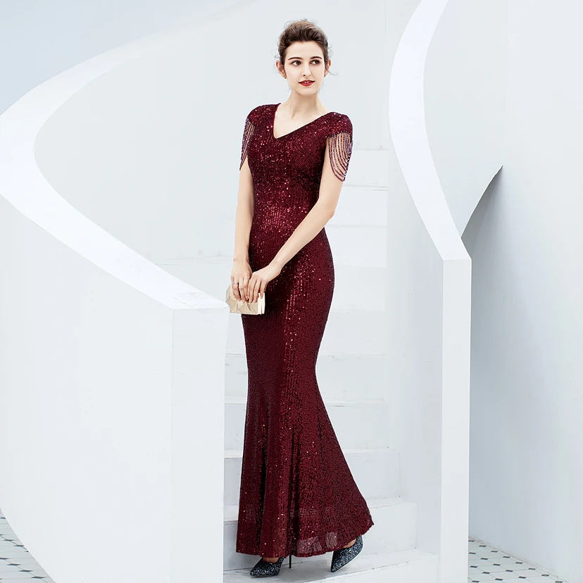 Evening Dress For Women Elegant Banquet Temperament Long Sequins Aura Queen Fishtail Slim view 4