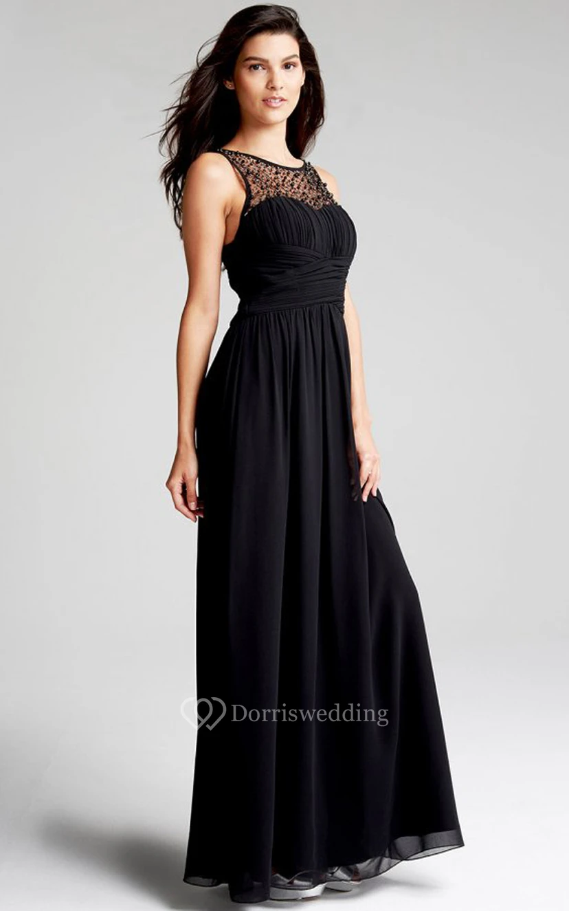 Scoop Neckline Modest A-Line Gown With Squared Back view 39