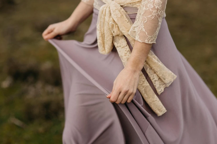 Long Sleeve Lace&Jersey&Satin Dress view 3