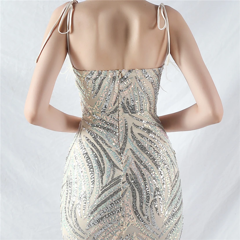 Double-Binding Rope-Binding Craft-Made Ostrich Feather Encrypted Laminated Beads High-End Evening Dress view 67