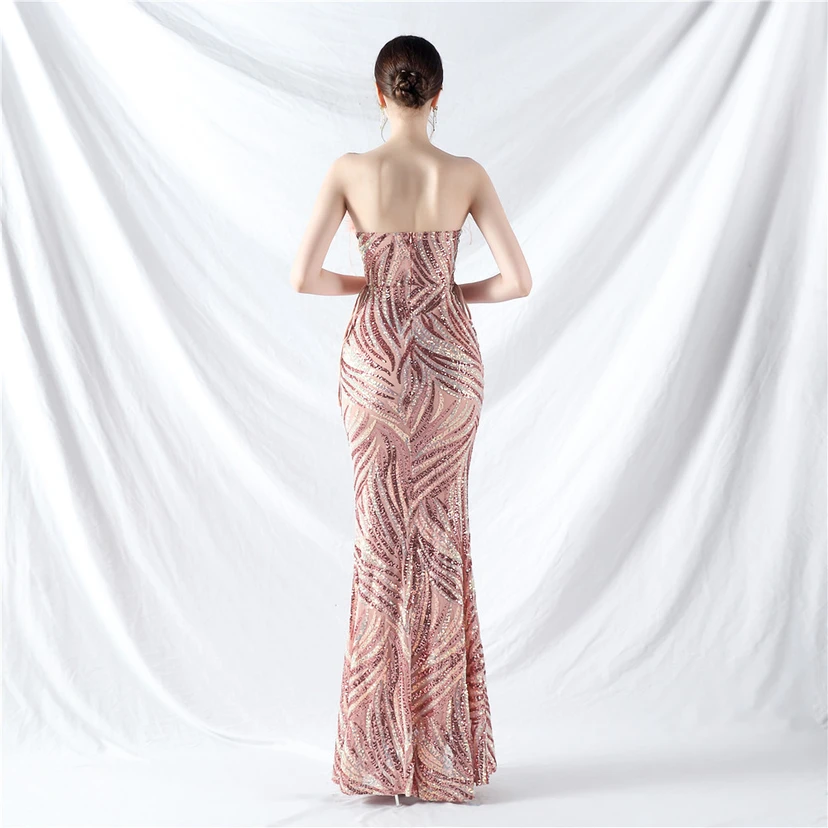 Double-Binding Rope-Binding Craft-Made Ostrich Feather Encrypted Laminated Beads High-End Evening Dress view 26
