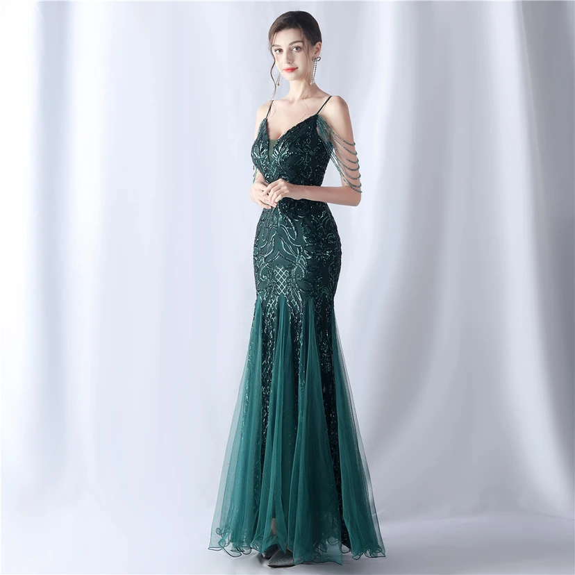 Robe de soirée haut de gamme en maille perlée et ornée de perles, modèle 3034. view 29
