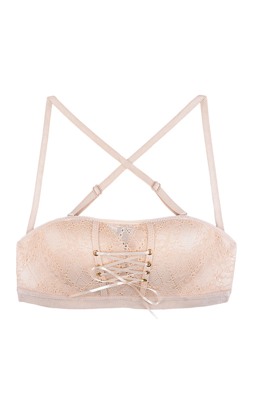 Sexy Lace Up Strapless Bra view 5