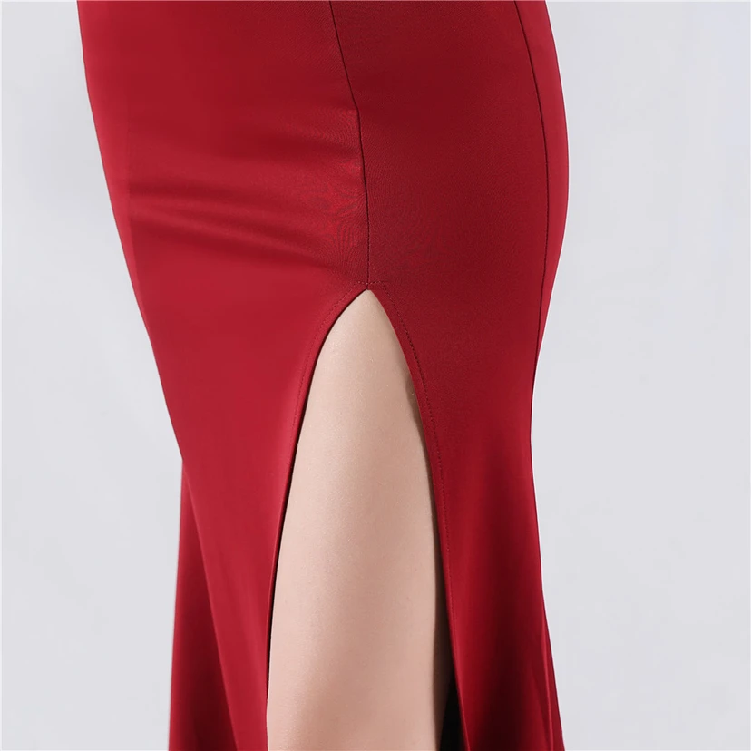Heavy Hot Diamonds For Transparent Mesh High-Slit Satin Evening Dress Annual Meeting Wedding view 40