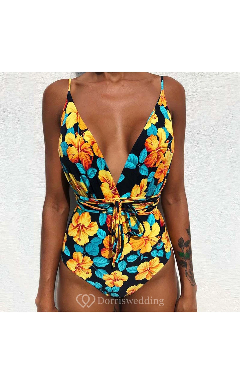Sexy Badeanzug in Uni/Blumen/Leopardenmuster view 10