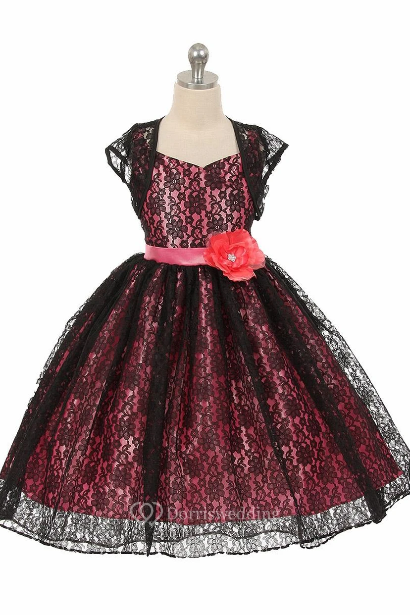 Robe de demoiselle d'honneur asymétrique en dentelle à imprimé floral croisé avec ruban view 3