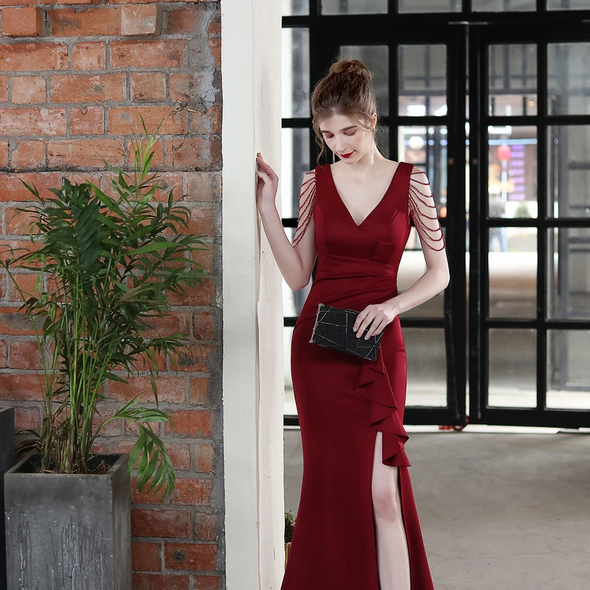 Toast Dress Bride Long Sling Thank-You Banquet Slim Fishtail Skirt Wedding Car Model Exhibition Dress view 36