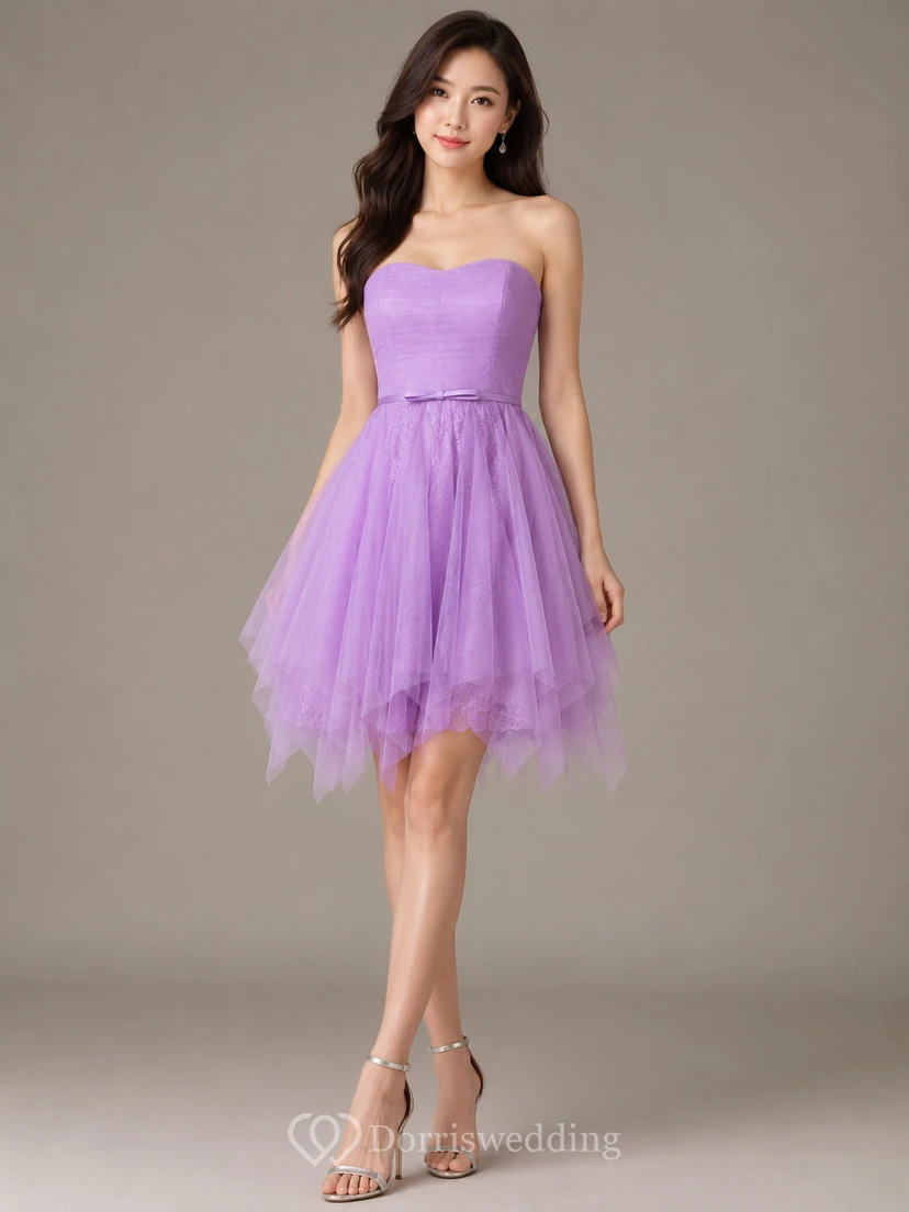 A-line Short Strapless A-line Tulle Dress view 6
