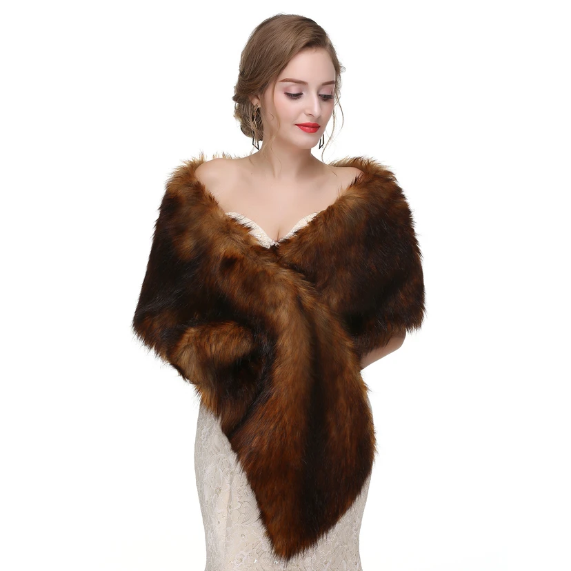 Bridal Winter Warm Wool Cape Fur Wedding Dress Fox Fur Waistcoat view 20