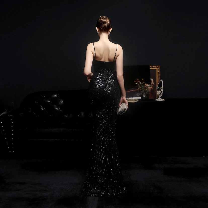 Sequined Fishtail Long Dress Performance Internet Celebrity Event Banquet Car Model Etiquette Evening Dress view 30