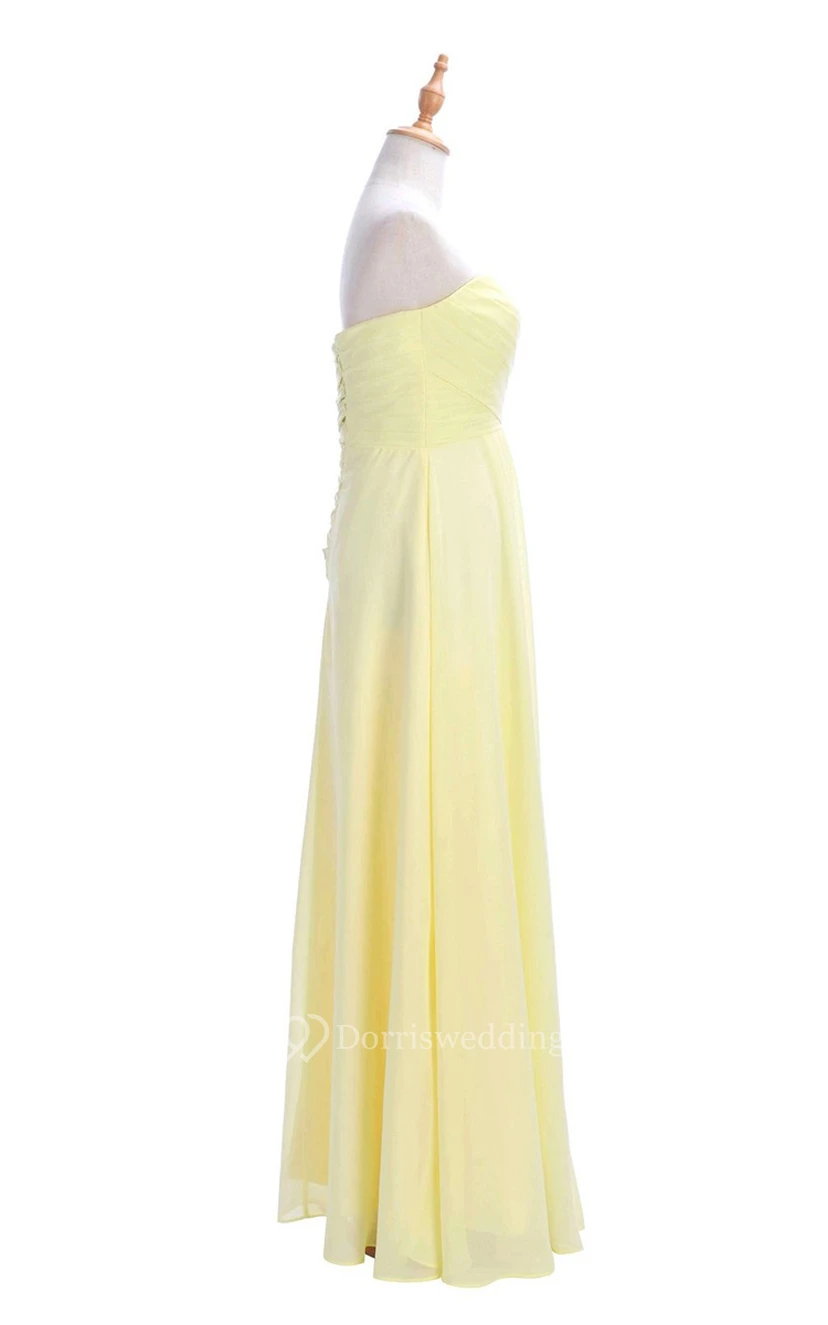 Sweetheart Criss-cross Chiffon A-line Dress With Lace-up Back view 6